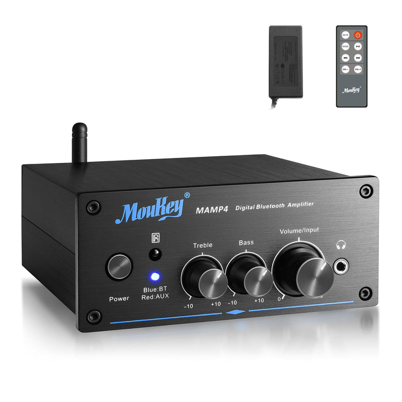 Moukey MAMP4 Amplificateur Hi-FI Bluetooth 2 x 100 W Récepteur d'amplificateur de Puissance Audio stéréo 5.0