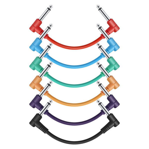 Donner Guitar Patch Cable 6.35mm Mono Jack, 15CM Colored Patch Cords for Guitar/Bass Effect Pedals, Pack of 6